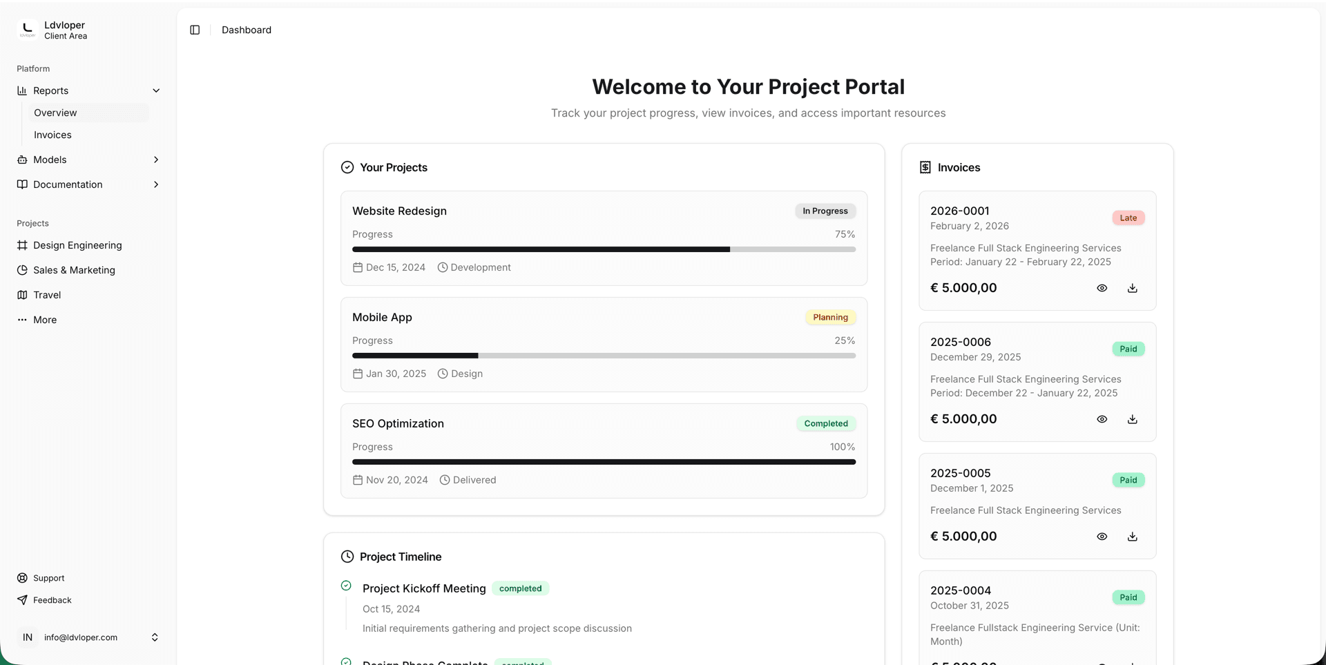 Platform Dashboard Preview